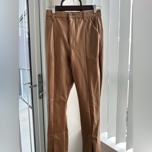 Abercrombie & Fitch Curve Love Vegan Leather Split-Hem Pants - Picture 1 of 2